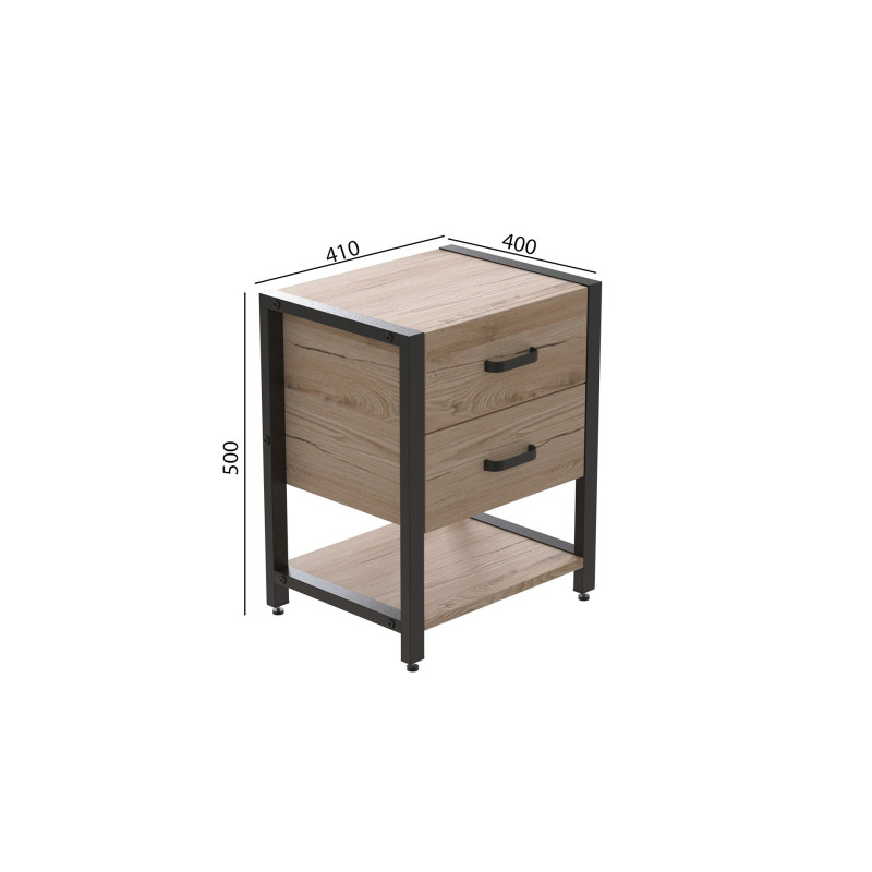Тумба універсальна Ferrum-decor Вів'єн 2/1 50x41x40 чорний ДСП Дуб Сан-Марино 16мм (FRD-104172)
