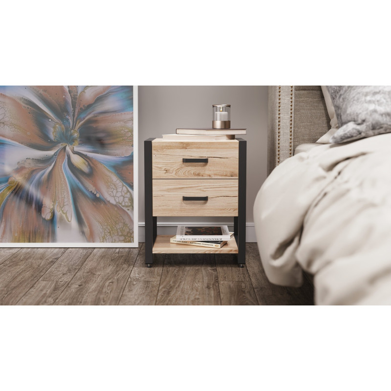 Тумба універсальна Ferrum-decor Вів'єн 2/1 50x41x40 чорний ДСП Дуб Сан-Марино 16мм (FRD-104172)