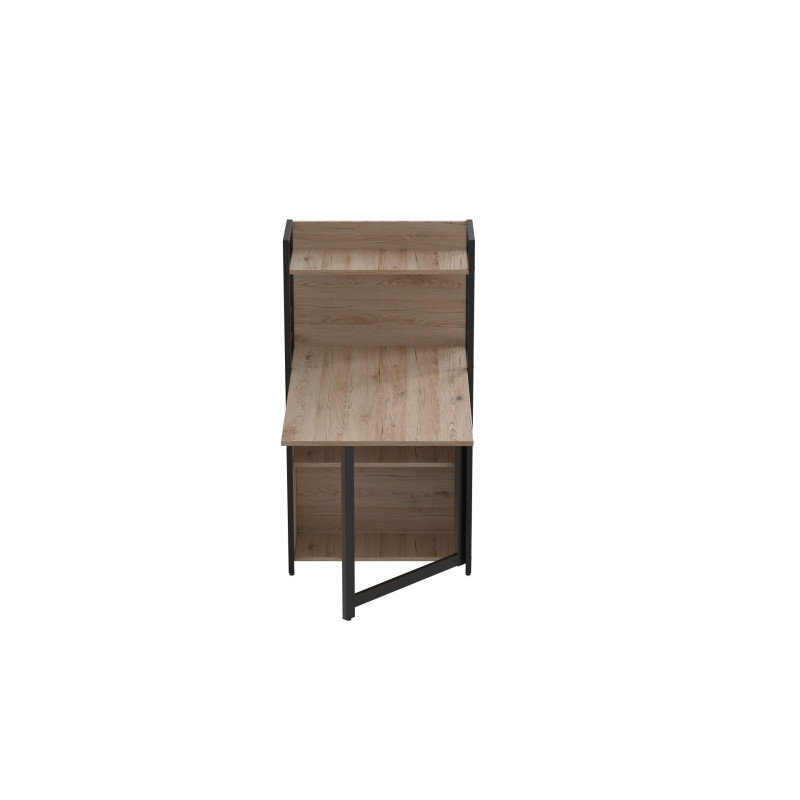 Стол книжка с этажеркой Практик 1 Ferrum-decor 1200x640x990 Черный металл ДСП Дуб Сан-Марино 16 мм (FRD-104612)