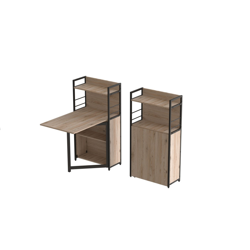Стол книжка с этажеркой Практик 1 Ferrum-decor 1200x640x990 Черный металл ДСП Дуб Сан-Марино 16 мм (FRD-104612)