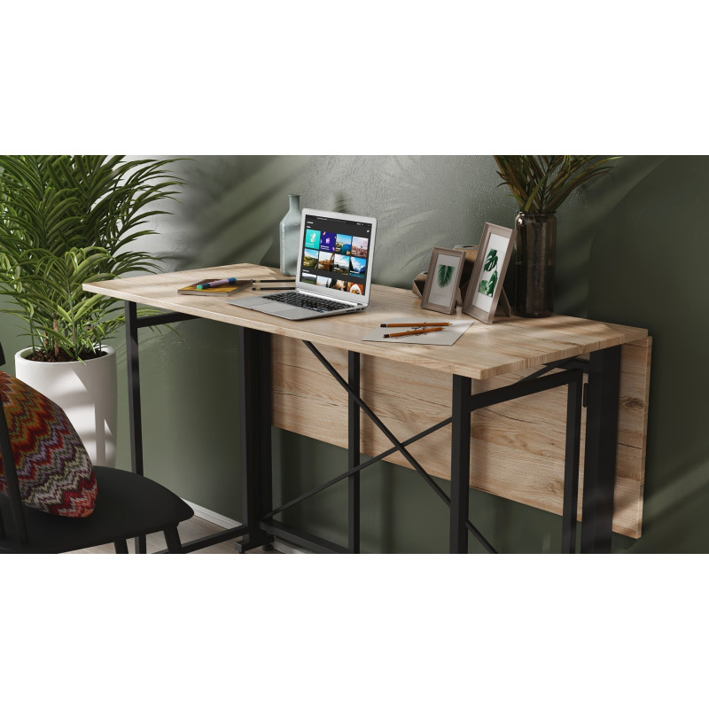 Стіл-книжка трансформер Оріон 3 Ferrum-decor 750x1150x880 Чорний метал ДСП Дуб Сан-Марино 16 мм (FRD-105082)