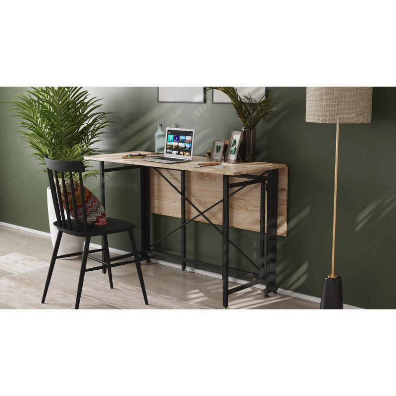 Стіл-книжка трансформер Оріон 3 Ferrum-decor 750x1150x880 Чорний метал ДСП Дуб Сан-Марино 16 мм (FRD-105082)