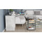 Стол-тумба трансформер Смарт 3/2 с этажеркой Ferrum-decor 1430x1450x600 Черный металл ДСП Бетон 16 мм (FRD-105122)