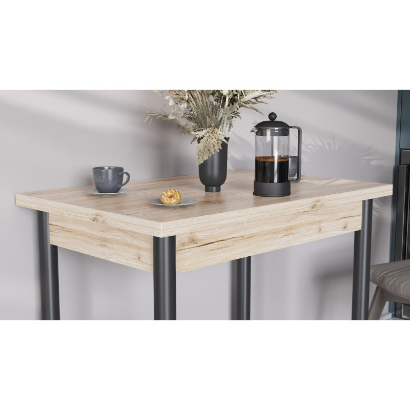 Обеденный стол-трансформер раскладной Берта Ferrum-decor 750x1200x900 Черный металл ДСП Дуб Сан-Марино 16 мм (FRD-105172)