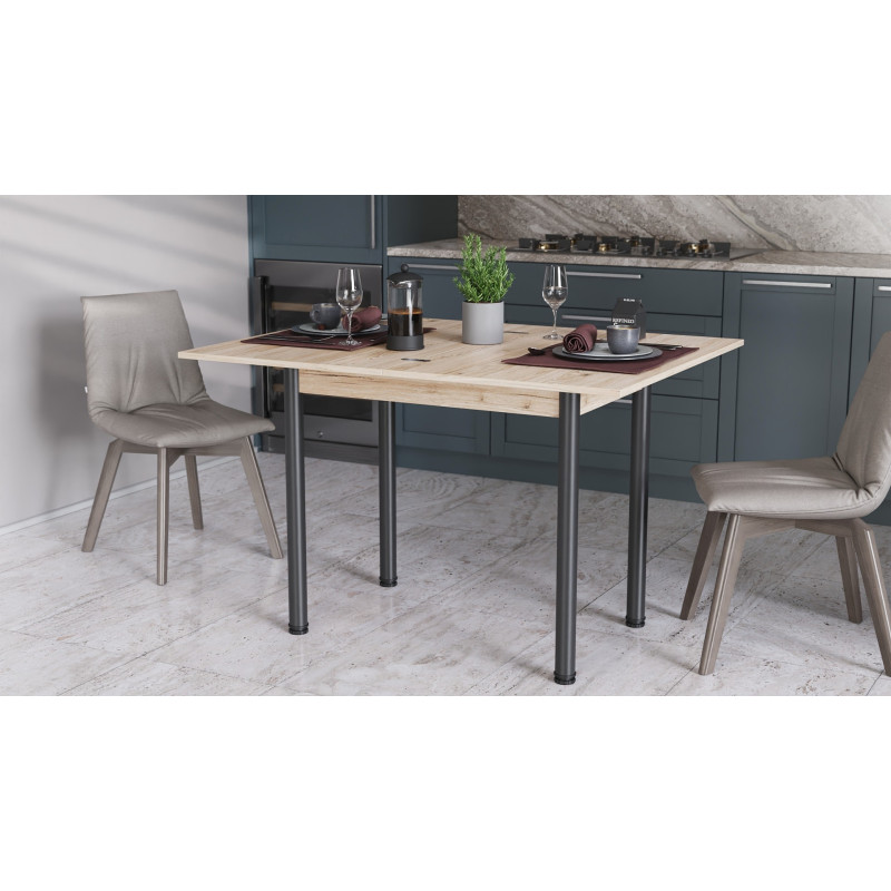 Обеденный стол-трансформер раскладной Берта Ferrum-decor 750x1200x900 Черный металл ДСП Дуб Сан-Марино 16 мм (FRD-105172)