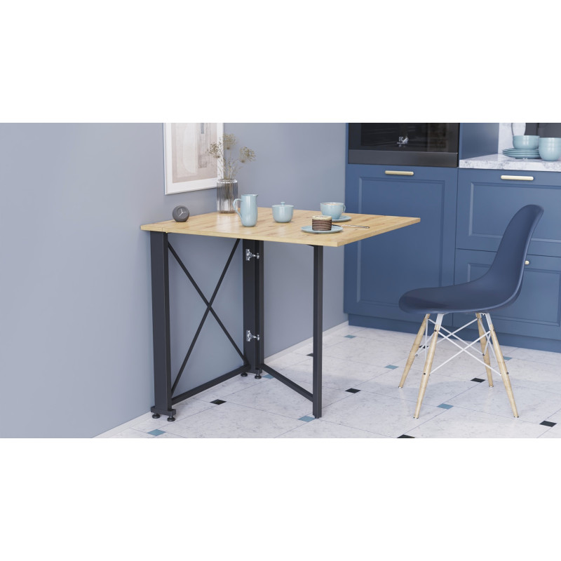 Стол-книжка трансформер Орион 1 Ferrum-decor 750x810x730 Черный металл ДСП Дуб Артизан 16 мм (FRD-104602)