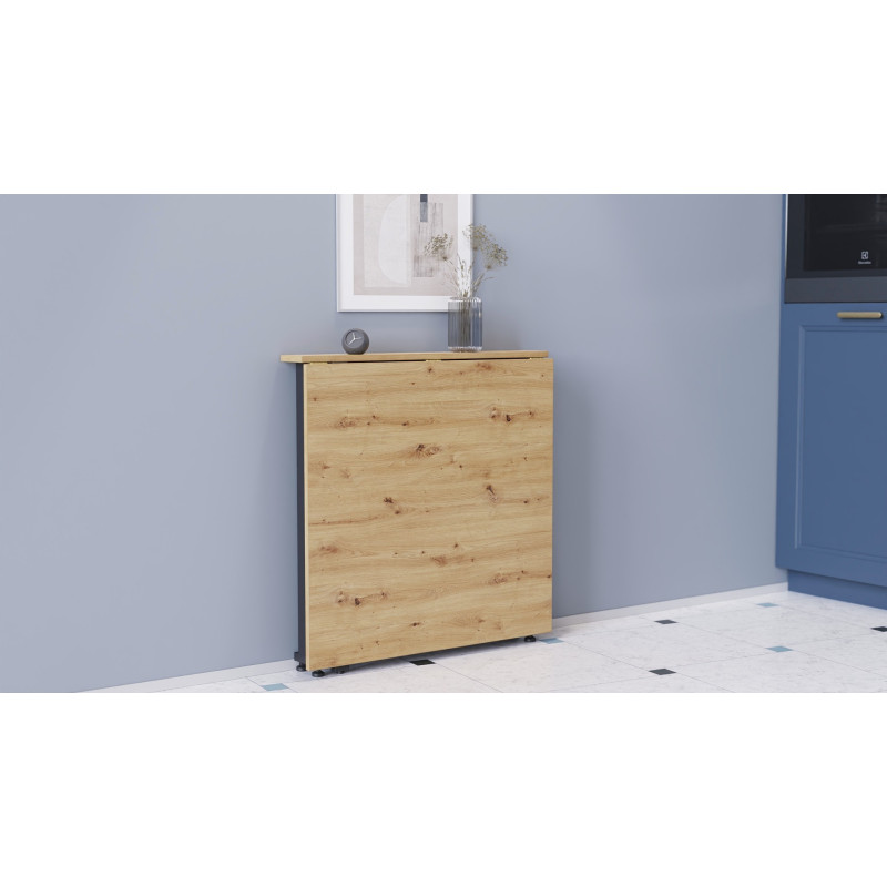 Стол-книжка трансформер Орион 1 Ferrum-decor 750x810x730 Черный металл ДСП Дуб Артизан 16 мм (FRD-104602)