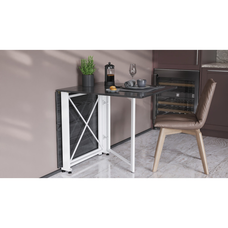 Стол-книжка трансформер Орион 2 Ferrum-decor 750x1520x730 Белый металл ДСП Сосна Кембра 16 мм (FRD-104592)