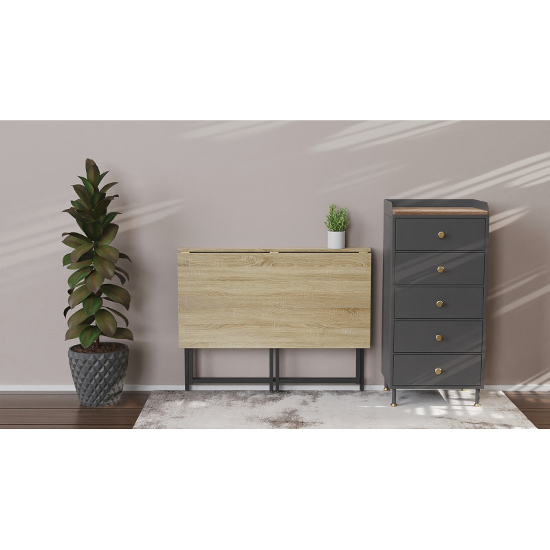 Стіл розкладний Моріс Ferrum-decor 750x1000x600 Чорний метал ДСП Дуб Сонома 16 мм (FRD-104672)