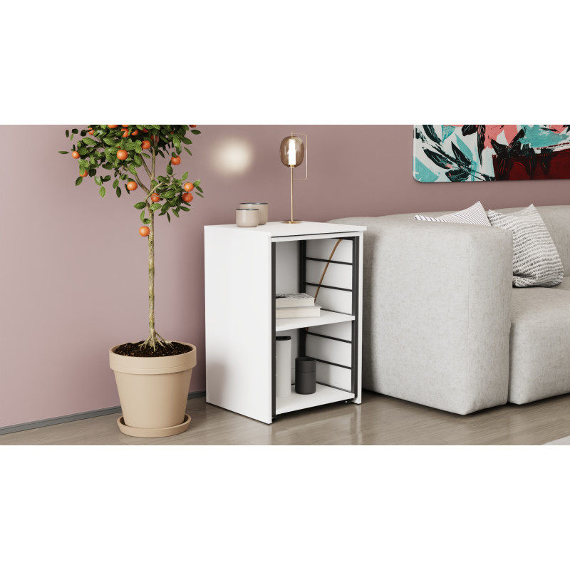 Стол-тумба трансформер Смарт 2/2 Ferrum-decor 750x1450x600 Черный металл ДСП Белое 16 мм (FRD-105102)