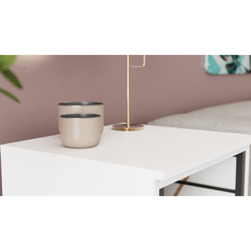 Стол-тумба трансформер Смарт 2/2 Ferrum-decor 750x1450x600 Черный металл ДСП Белое 16 мм (FRD-105102)