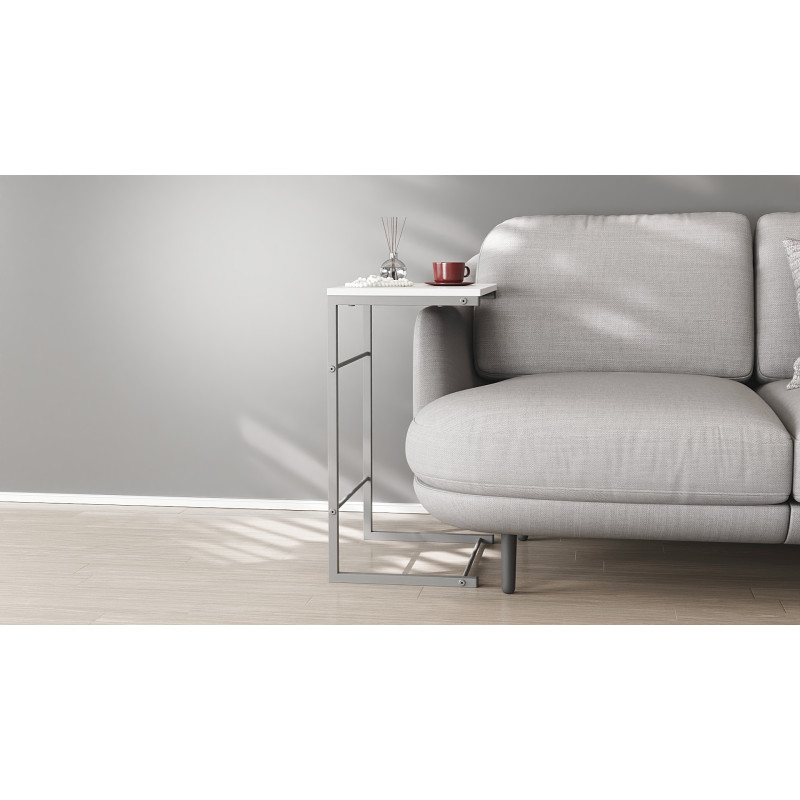 Столик приставний Террі Ferrum-decor 650x440x330 Сірий метал ДСП Біле 16 мм (FRD-104662)