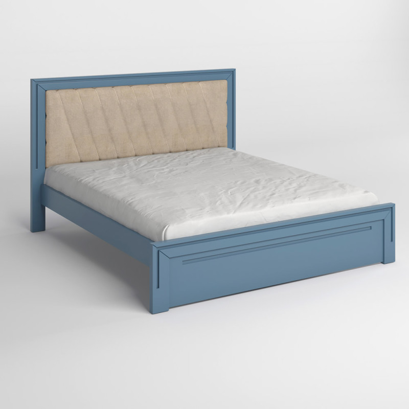 Двоспальне дерев'яне ліжко Mebigrand Торонто Т6 Сіро-синій (S7010R90B)/Аляска 23 (бежевий) 180х200 см (MBG-9814)