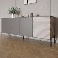 Комод у вітальню на чорних металевих ніжках LION Грей 204x38x76,5 см Антрацит/Кашемір (LION-042621)