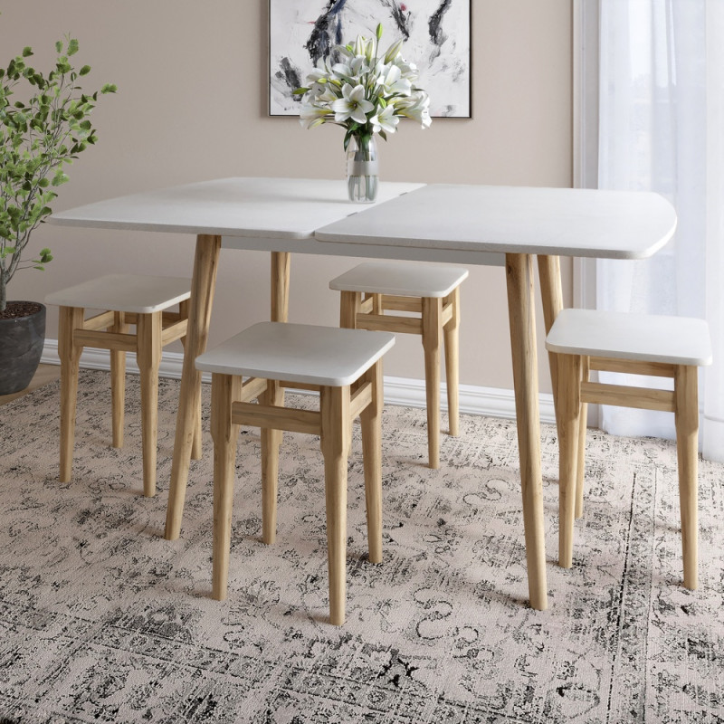 Деревянный раскладной обеденный стол LION Майами-3 Бетон Style 90х60/90х120 (LION-041263)