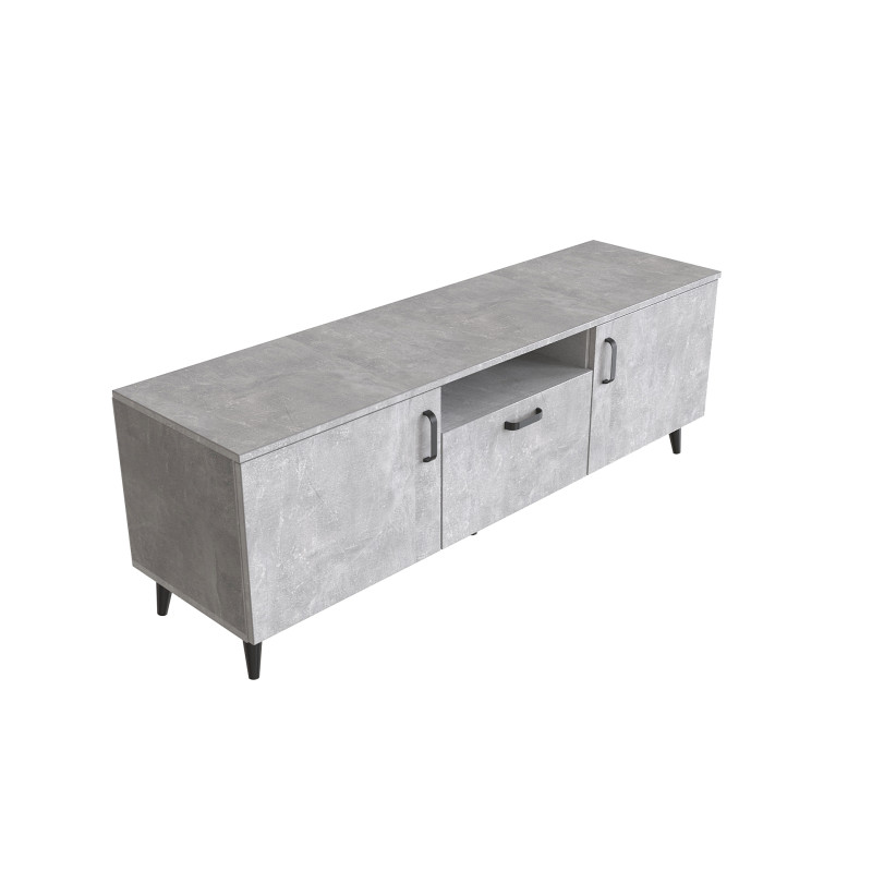 Тумба Лэстер на конусных ножках Ferrum-decor 48x139x38 Черный металл ДСП Бетон 16 мм (FRD-106801)