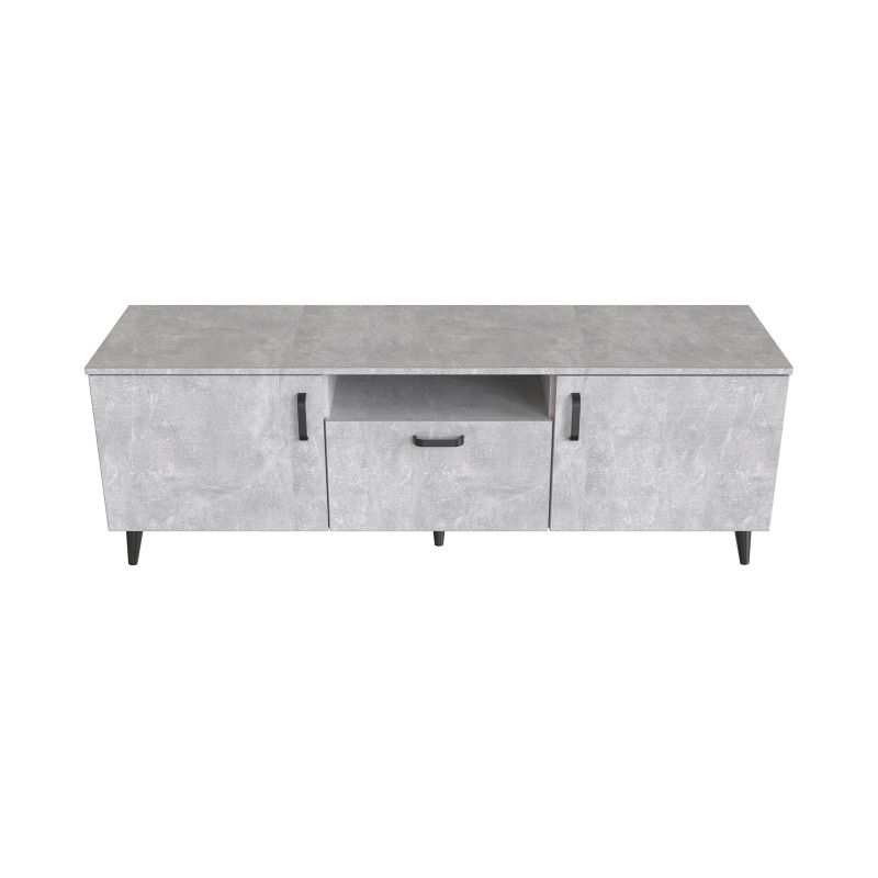 Тумба Лэстер на конусных ножках Ferrum-decor 48x139x38 Черный металл ДСП Бетон 16 мм (FRD-106801)