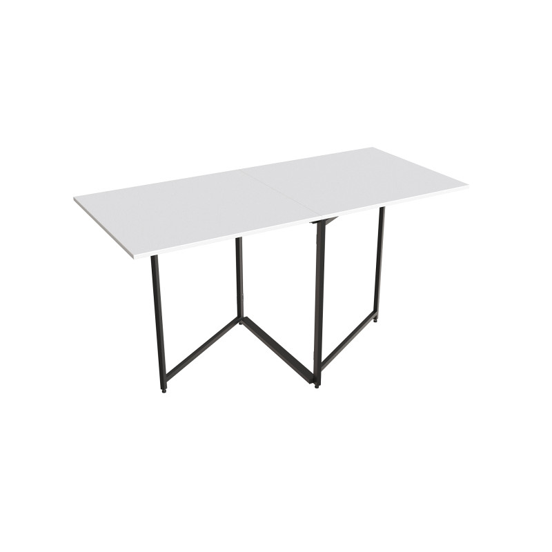 Стол трансформер книга Панама Ferrum-decor 75x148x68 Черный металл ДСП Белый 16 мм (FRD-106831)