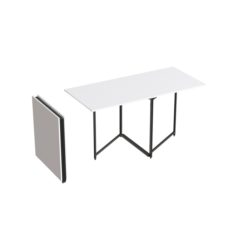 Стол трансформер книга Панама Ferrum-decor 75x148x68 Черный металл ДСП Белый 16 мм (FRD-106831)