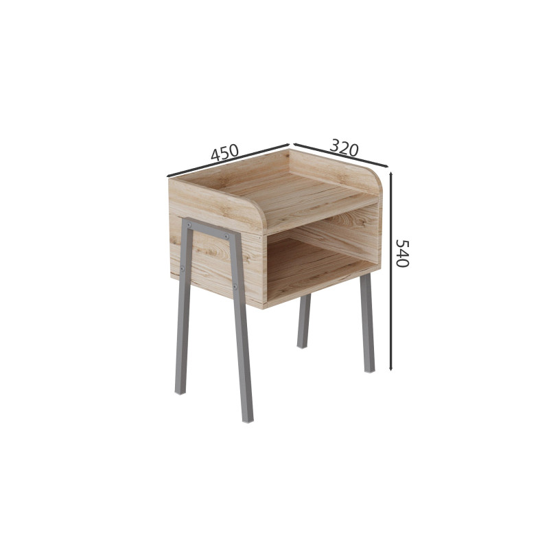 Тумба модульная Ferrum-decor Джузи 540x450x320 металл Серый ДСП Дуб Сан-Марино 16 мм (FRD-102983)