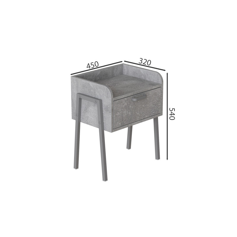 Тумба модульна Ferrum-decor Бетті 540x450x320 метал Сірий ДСП Бетон16 мм (FRD-103003)