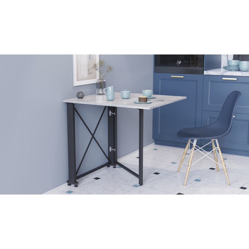 Стол-книжка трансформер Орион 1 Ferrum-decor 750x810x730 Черный металл ДСП Бетон 16 мм (FRD-104603)