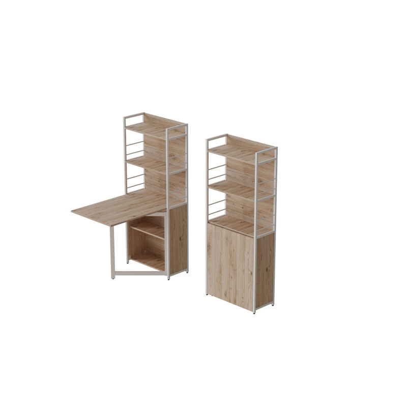 Стіл книжка з етажеркою Практик 2 Ferrum-decor 1555x640x990 Білий метал ДСП Дуб Сан-Марино 16 мм (FRD-104633)