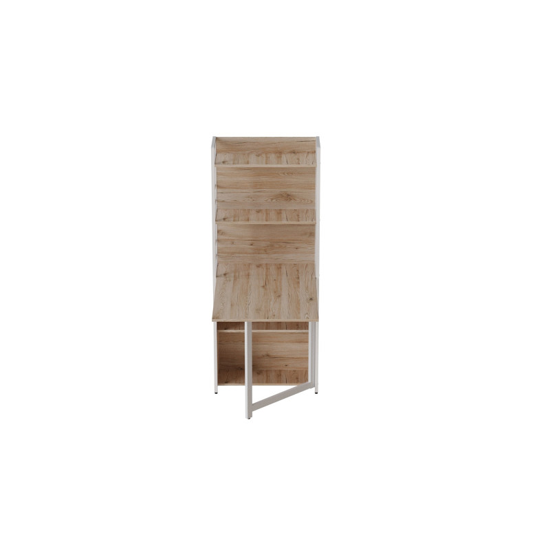 Стіл книжка з етажеркою Практик 2 Ferrum-decor 1555x640x990 Білий метал ДСП Дуб Сан-Марино 16 мм (FRD-104633)