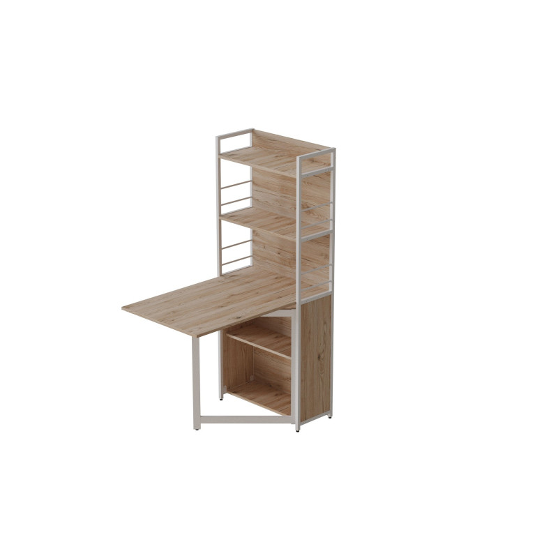 Стіл книжка з етажеркою Практик 2 Ferrum-decor 1555x640x990 Білий метал ДСП Дуб Сан-Марино 16 мм (FRD-104633)