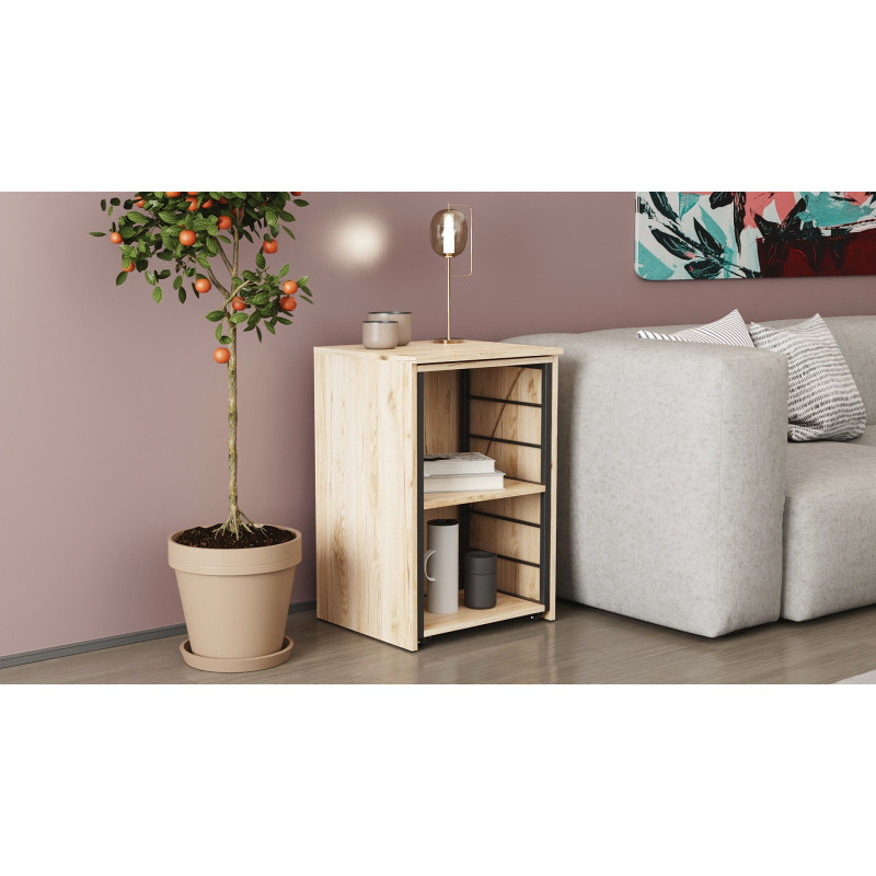 Стол-тумба трансформер Смарт 2/2 Ferrum-decor 750x1450x600 Черный металл ДСП Дуб Сан-Марино 16 мм (FRD-105103)