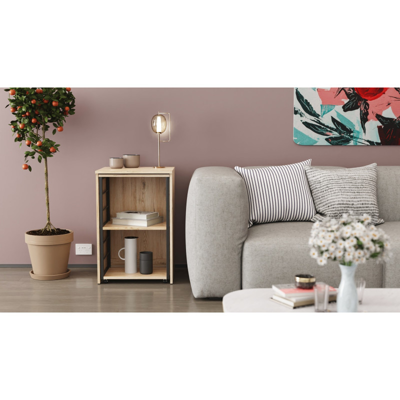 Стол-тумба трансформер Смарт 2/2 Ferrum-decor 750x1450x600 Черный металл ДСП Дуб Сан-Марино 16 мм (FRD-105103)