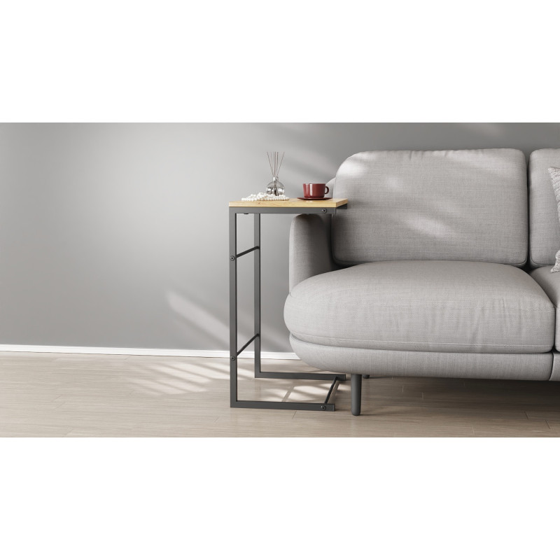 Столик приставний Террі Ferrum-decor 650x440x330 Чорний метал ДСП Дуб Артизан 16 мм (FRD-104653)
