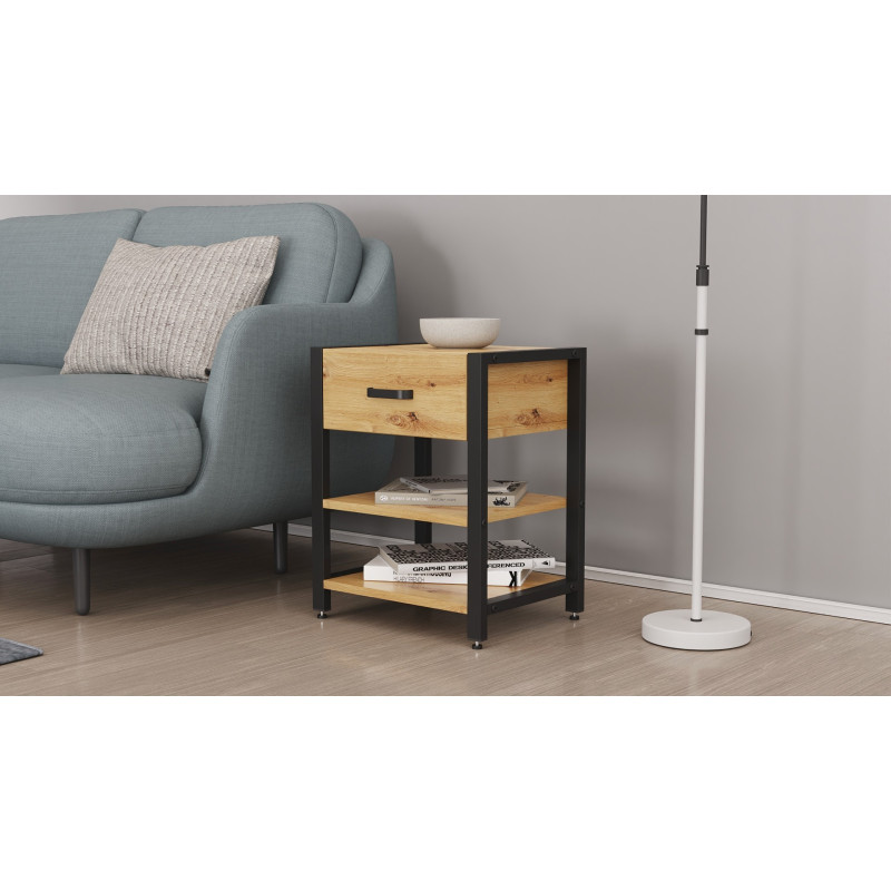 Тумба універсальна Ferrum-decor Вів'єн 1/2 50x41x40 чорний ДСП Дуб Артизан 16мм (FRD-104123)