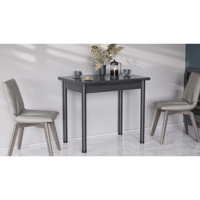 Обеденный стол-трансформер раскладной Берта Ferrum-decor 750x1200x900 Черный металл ДСП Сосна Кембра 16 мм (FRD-105173)