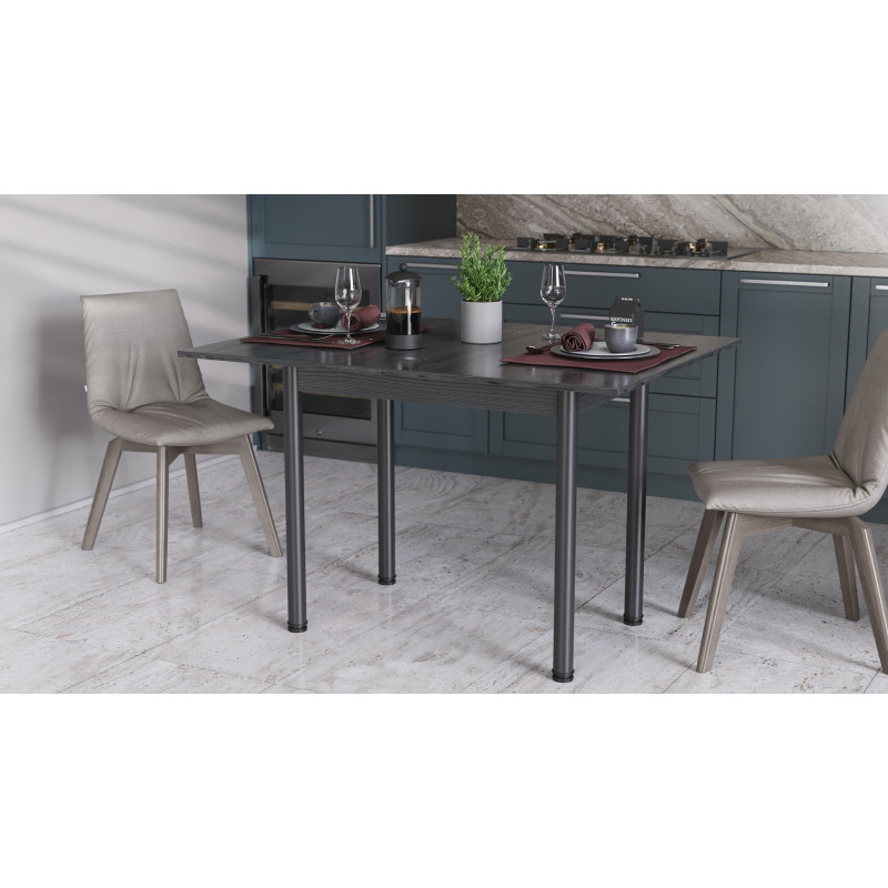 Обеденный стол-трансформер раскладной Берта Ferrum-decor 750x1200x900 Черный металл ДСП Сосна Кембра 16 мм (FRD-105173)