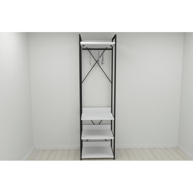 Шафа Гардероб Уні секція 3 серії Конект Ferrum-decor 220x60x50см Чорний метал ДСП Білий 32 мм (FRD-104523)