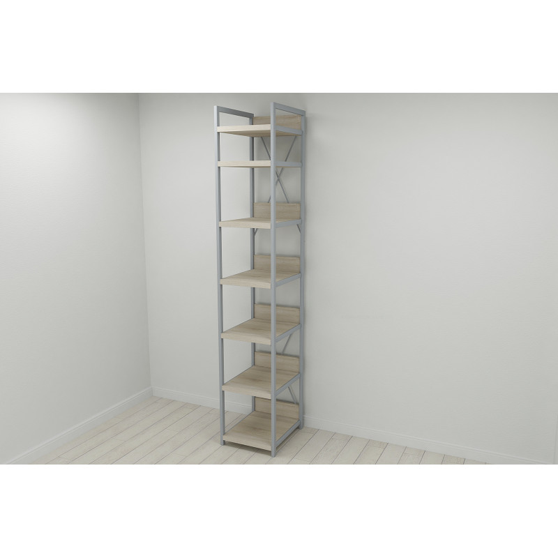 Шафа Гардероб Уні секція 4 серії Конект Ferrum-decor 220x40x50см Сірий метал ДСП Дуб Сонома 32 мм (FRD-104553)