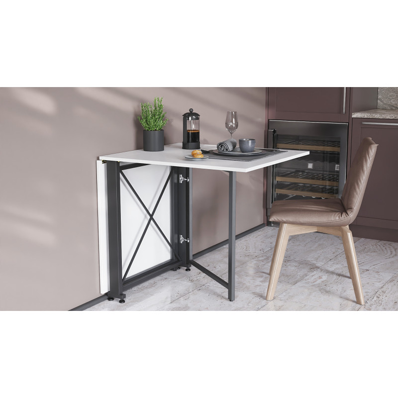 Стол-книга трансформер Орион 2 Ferrum-decor 750x1520x730 Черный металл ДСП Белое 16 мм (FRD-104583)