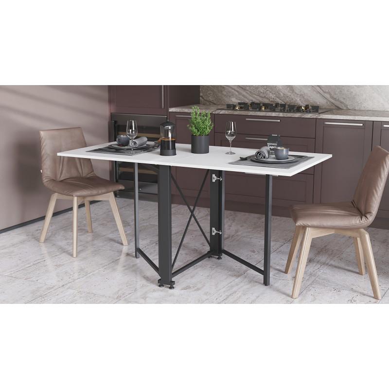 Стол-книга трансформер Орион 2 Ferrum-decor 750x1520x730 Черный металл ДСП Белое 16 мм (FRD-104583)