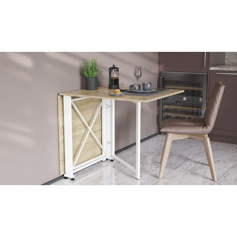 Стол-книга трансформер Орион 2 Ferrum-decor 750x1520x730 Белый металл ДСП Дуб Сонома 16 мм (FRD-104593)