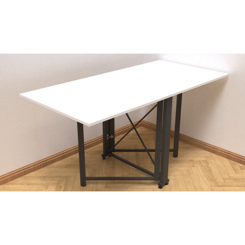 Стол-книга трансформер Орион 2 Ferrum-decor 750x1520x730 Черный металл ДСП Белое 16 мм (FRD-104583)