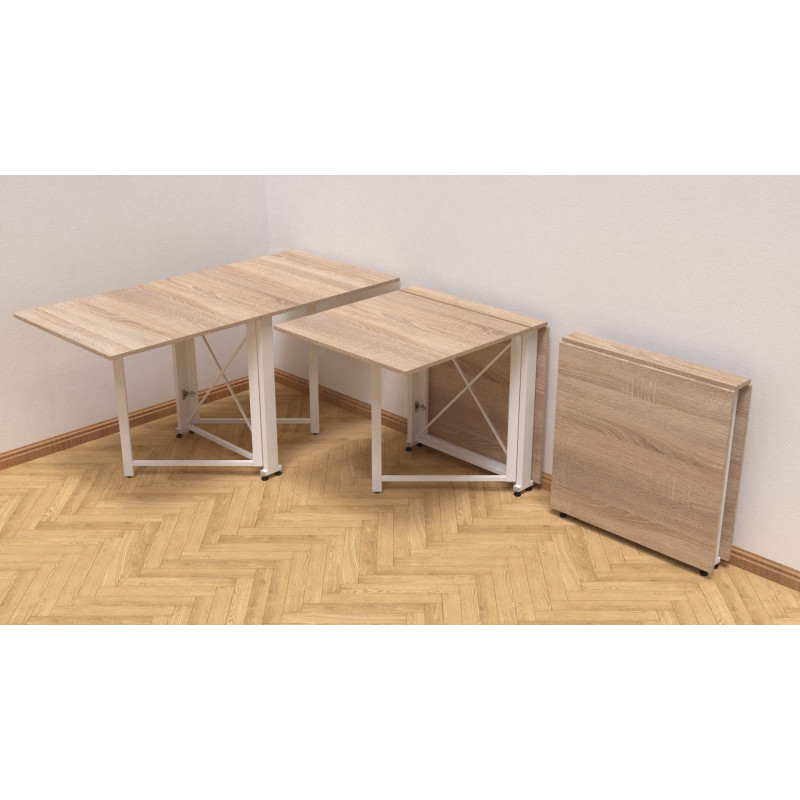 Стол-книга трансформер Орион 2 Ferrum-decor 750x1520x730 Белый металл ДСП Дуб Сонома 16 мм (FRD-104593)