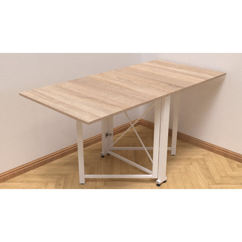 Стол-книга трансформер Орион 2 Ferrum-decor 750x1520x730 Белый металл ДСП Дуб Сонома 16 мм (FRD-104593)