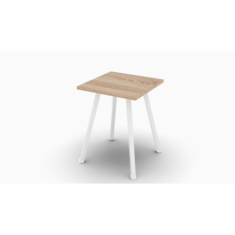Кухонний табурет Ferrum-decor 430x320x320 Білий метал ДСП Дуб Сонома 16 мм (FRD-104643)