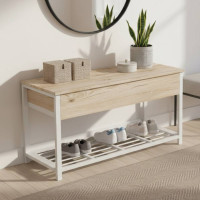 Банкетка с ящиком Ferrum-decor Дрейк 1 550x1000x400 металл Белый ДСП Дуб Сан-Марино 16 мм (FRD-103053)