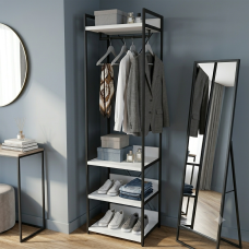Шафа Гардероб Уні секція 3 серії Конект Ferrum-decor 220x60x50см Чорний метал ДСП Білий 32 мм (FRD-104523)
