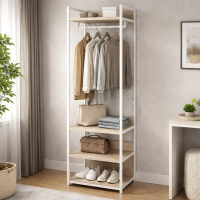 Шкаф Гардероб Уни секция 3 серии Конект Ferrum-decor 220x60x50см Белый металл ДСП Дуб Сонома 32 мм (FRD-104533)