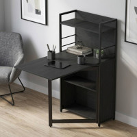 Стол книжка с этажеркой Практик 1 Ferrum-decor 1200x640x990 Черный металл ДСП Сосна Кембра 16 мм (FRD-104613)