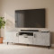 Тумба Лэстер на конусных ножках Ferrum-decor 48x139x38 Черный металл ДСП Бетон 16 мм (FRD-106801)