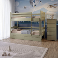 Двоярусне дитяче ліжко Mebigrand Бай-Бай Оливковий (RAL1020) 70х190 см з ящиками (MBG-15496)